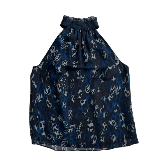 Ramy Brook Women’s Blue Leopard Print Allmay‎ Silk Sleeveless Top XS - Picture 1 of 10